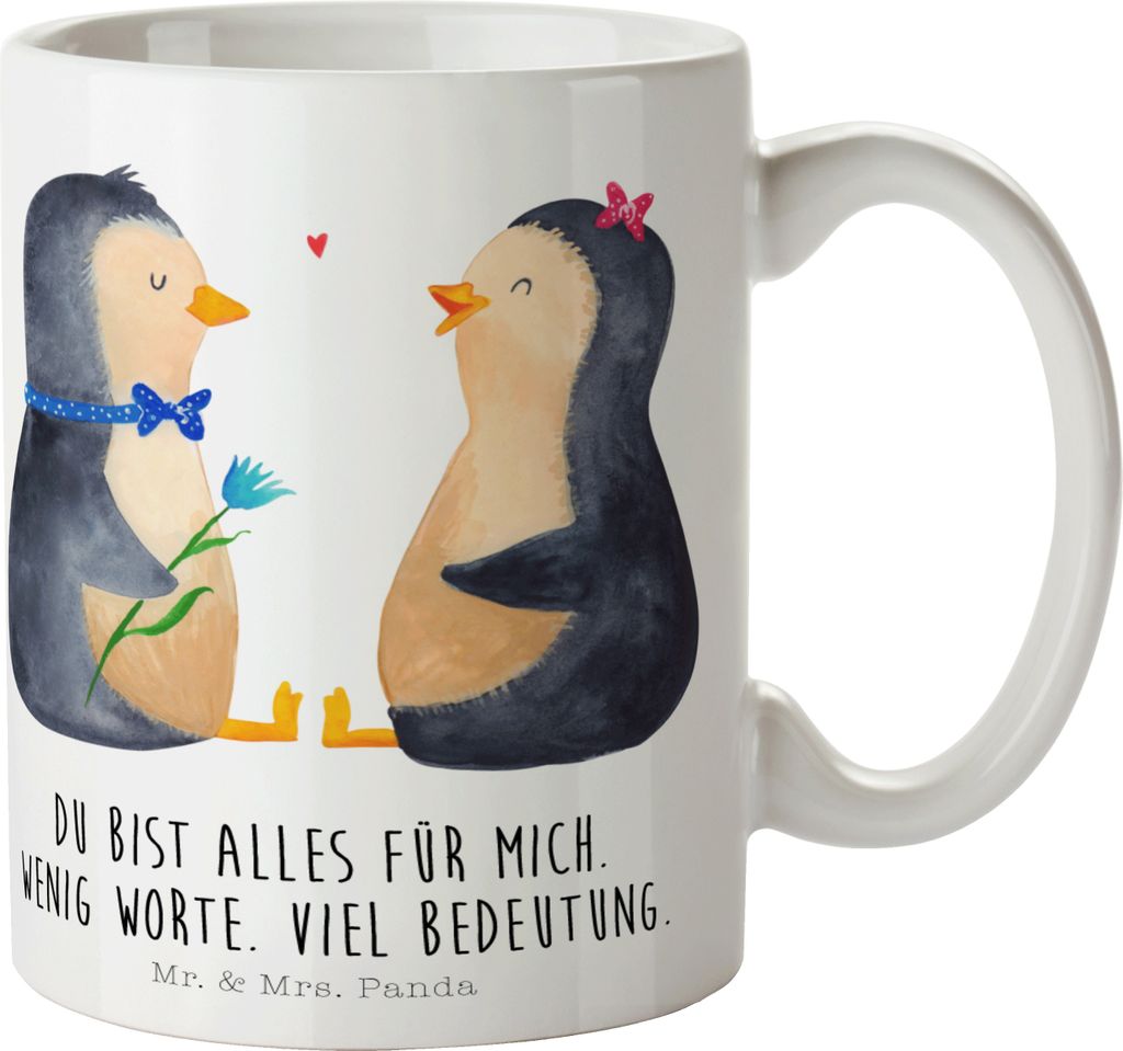 Mr. & Mrs. Panda Tasse Pinguin Pärchen - Weiß - Geschenk, Hochzeit, Trinkbecher, Verlobung, kaffeetasse bedruckt, Hochzeitstag, Becher, Kaffeebec...