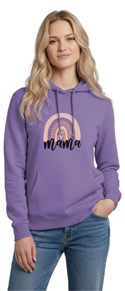 Spreadshirt Regenbogen Mama Damen Hoodie, XXL, Lavendel