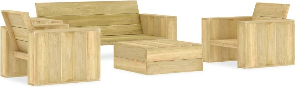 4-tlg. Garten-Lounge-Set Kiefernholz Imprägniert , Gartenmöbel-Sets Design 2024