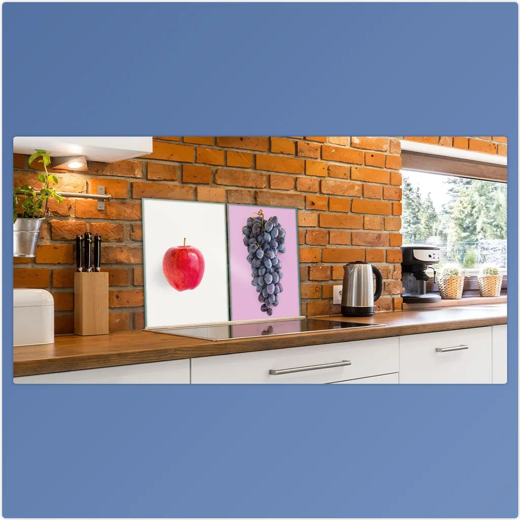 Piastre di copertura per fornelli Ceran splashback vetro universale 2 pezzi 2x40x52 frutta colorata - 4