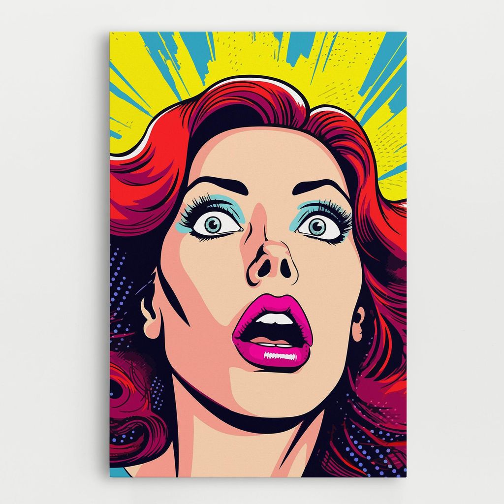 ARTHUB Leinwandbild 20x30 cm, Pop Scared Woman | Wohnzimmerdekoration, Hängende Bilder, Wanddekoration, Heimdekoration, Moderne, Pop