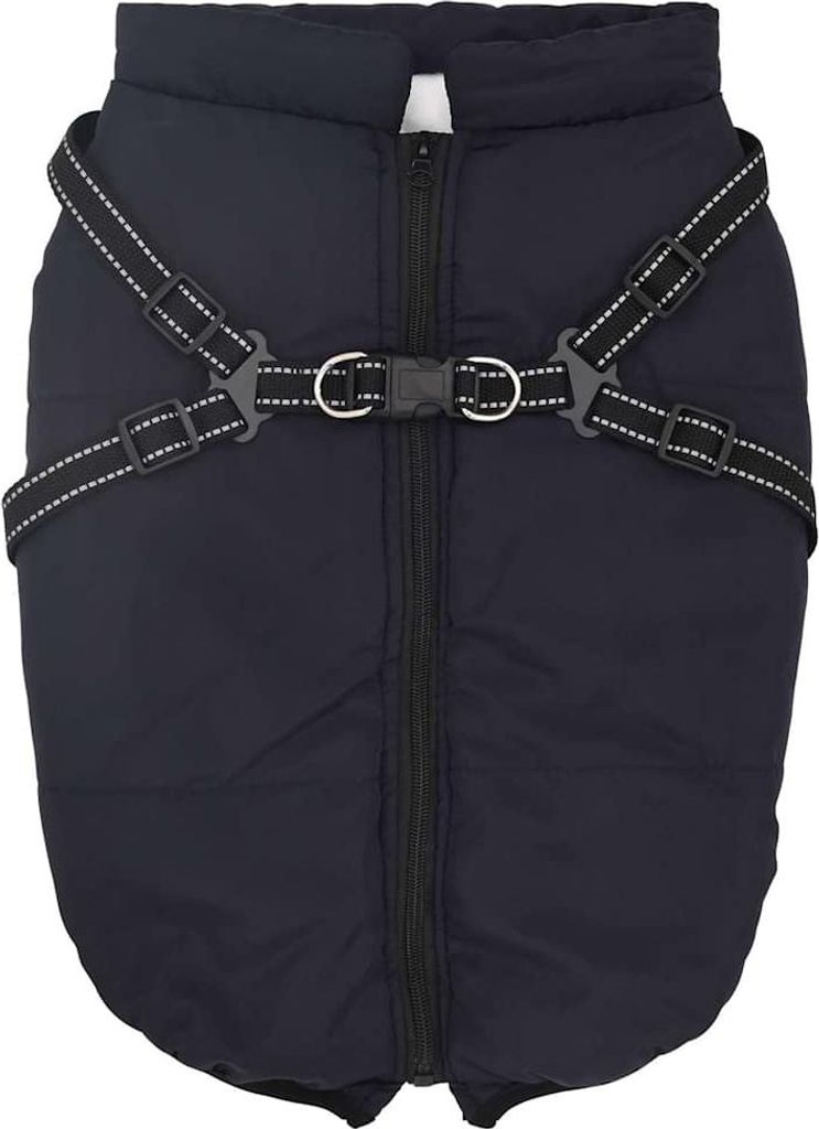 vidaXL Hundemantel Geschirr Wasserdicht Reflektierend Marineblau L44