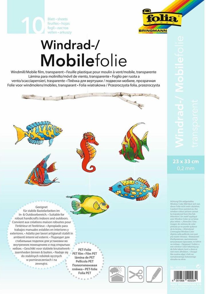 Folia 420230 Fensterfolie - Mobile, 0,2 mm, 10 Stück, 23x 33 cm