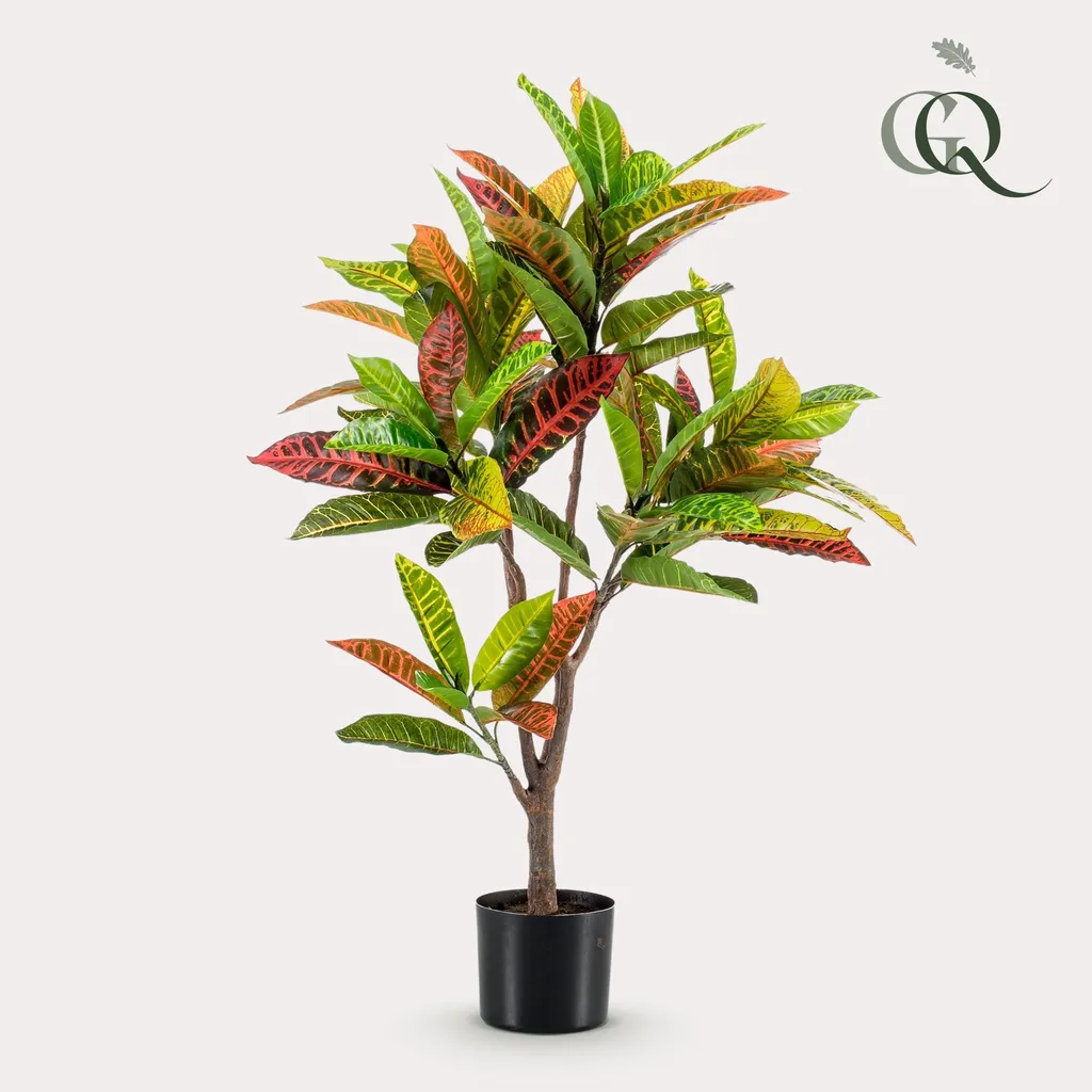Plante Artificielle Croton 95 cm Réaliste pour Coins Sombres sans Eau