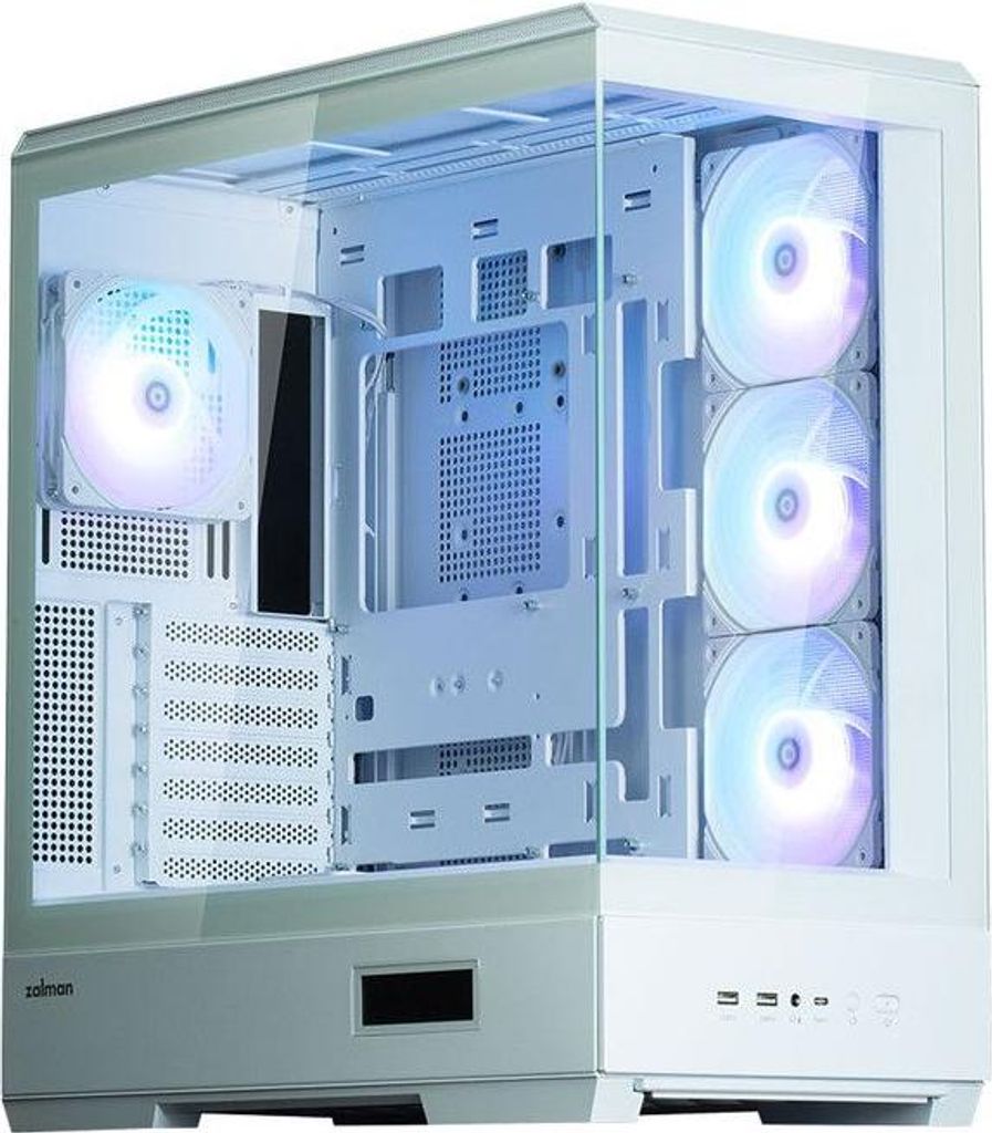 Mini-Tower Gehäuse ZALMAN P50DS, Weiß, Tempered Glass, 4 ARGB Lüfter