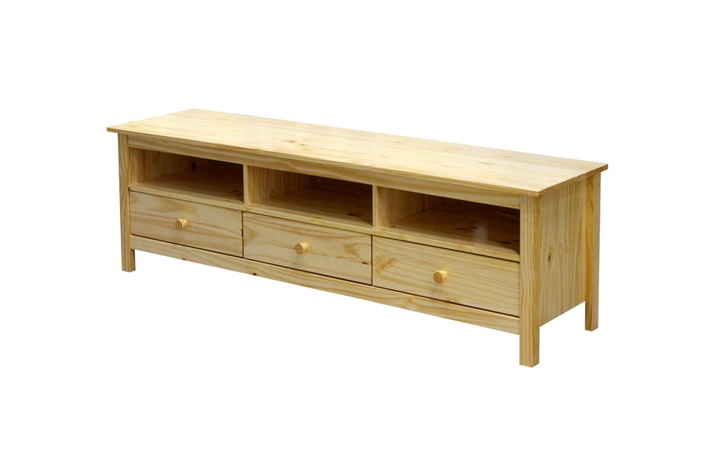 SIT Möbel TV-Lowboard | 3 Schubladen, 3 offene Fächer | Kiefer massiv | Natur | B 158 x T 40 x H 47 cm | 19001-17 | Serie LOWBOARD