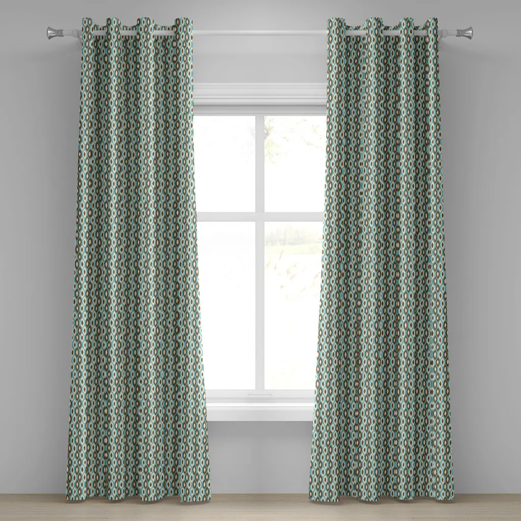 Rideau à œillets anti-regards turquoise et marron pour fenêtres 280cm