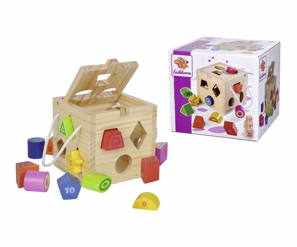 Eichhorn peg cube - drewniana kostka z 12 różnymi klockami Zdjęcie produktu 