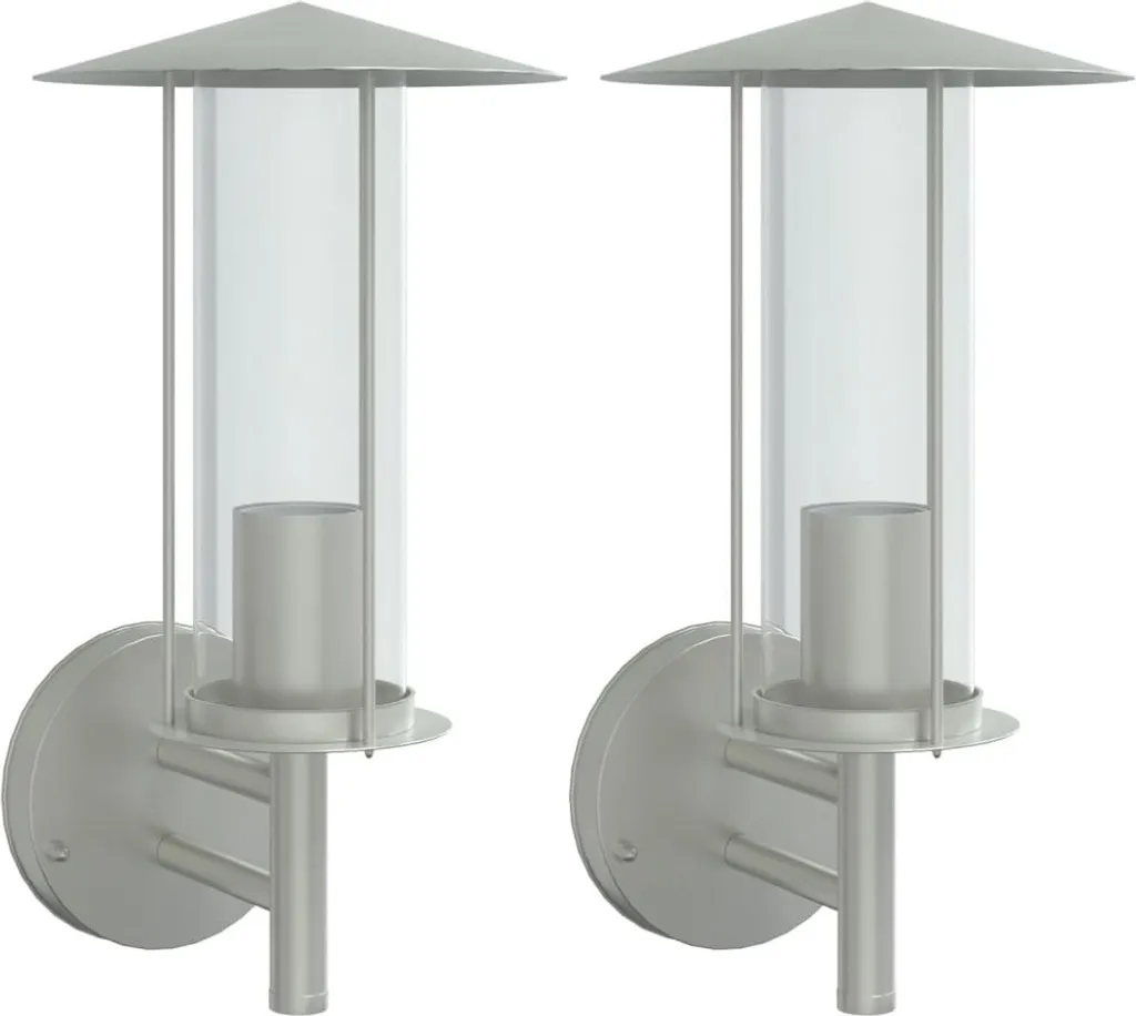 Applique Esterno Acciaio Inox 2 Pezzi Argento | IP44 GU10 Modern
