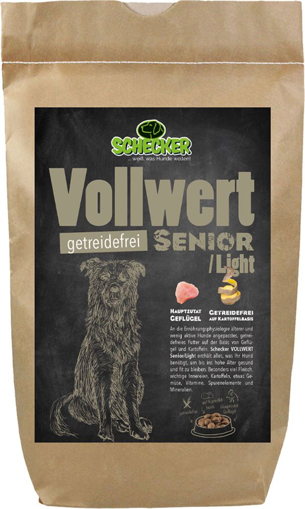 1,5 kg Schecker VOLLWERT Senior/Light - getreidefreies Hundefutter - für den älteren Hund