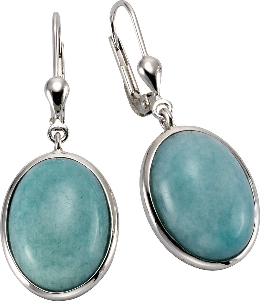 Zeeme Gemstones Ohrringe 925/- Sterling Silber 3,6cm weiß Amazonit blau 360230365-1