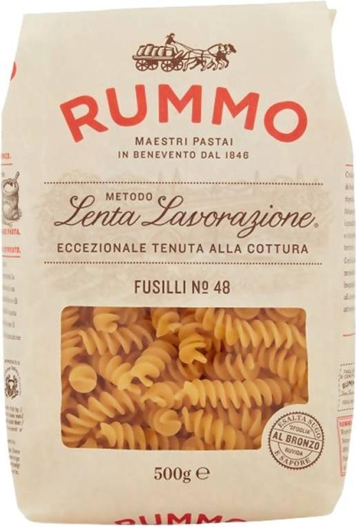 A bag of Rummo Fusilli No. 48 pasta.