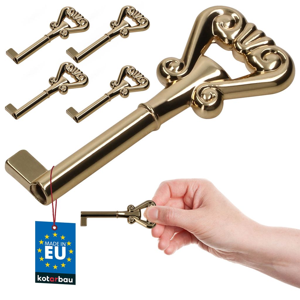 KOTARBAU® 5er Set Möbelschlüssel Schrankschlüssel Groß Gold Produktbild 