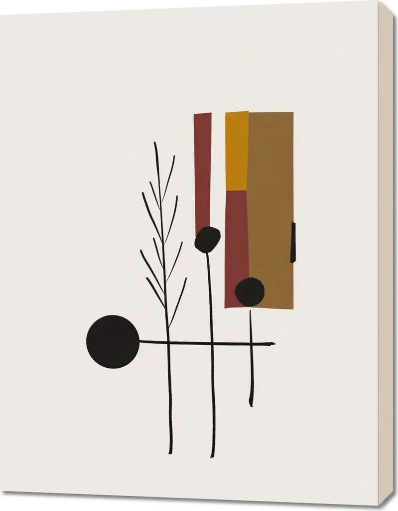 Affiche encadrée Branches aux lignes noires 70x90 cm pour salon moderne