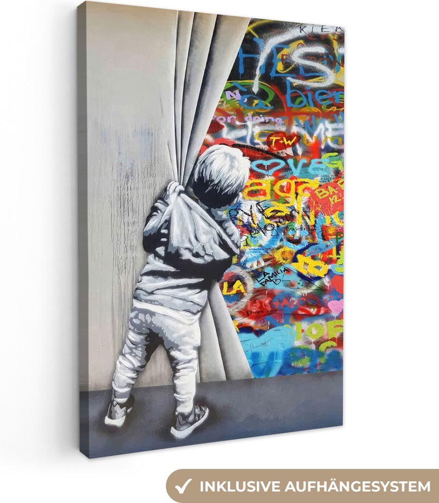 Wanddeko 20x30 cm - Banksy - Junge - Ilussie - Straßenkunst, Wandbilder, Wanddeko Wohnzimmer