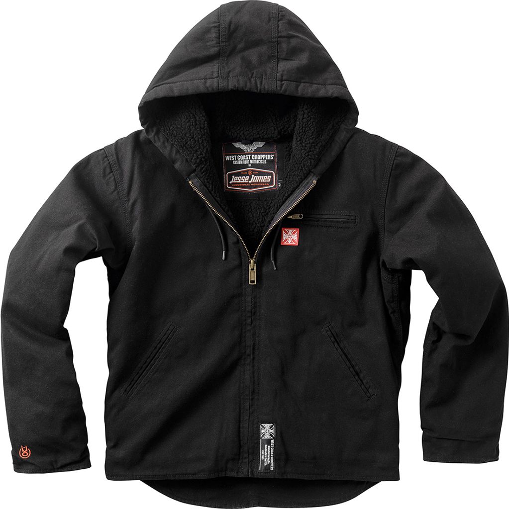 West Coast Choppers Sherpa Lined Canvas Work Jacke Schwarz M Herren Schwarz M