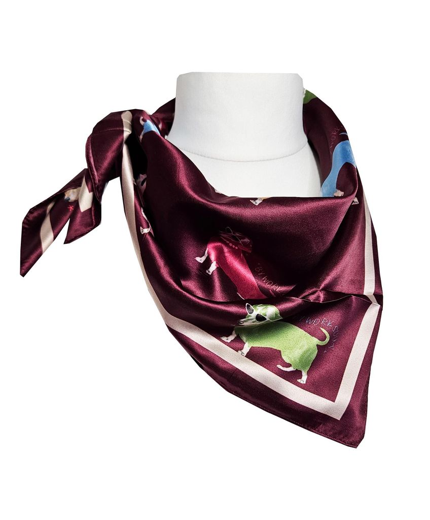 Nickituch DACKEL Burgundy Weinrot 70x70 Satin Damen Produktbild 