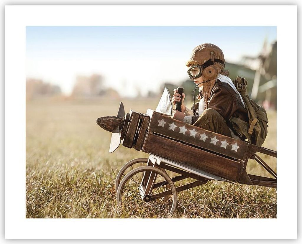 Poster - Poster ohne Rahmen - Kindheit Flugzeug Spielzeug - 50x40 cm - Wand Bild - Wanddeko - Wandbilder - Kunstposter - Wandposter - Bilder - Kuns...