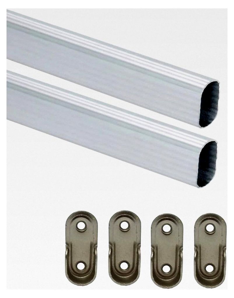 2 × Kleiderstangen für Kleiderschrank 80 cm – Schrankstange für Pax, ovale Metall-Kleiderstange in verschiedenen Größen (inkl. 4 × Halterun...