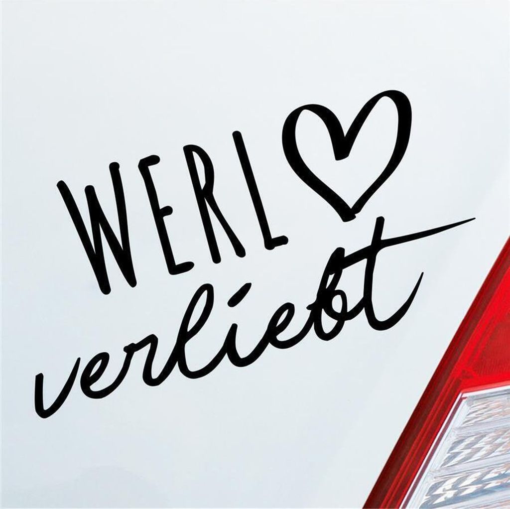 Auto Aufkleber Werl verliebt Herz Stadt Heimat Liebe Car 19x10 cm Schwarz Matt Sticker Heckscheibenaufkleber