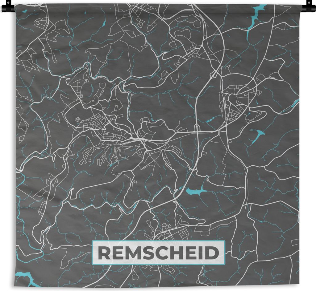 MuchoWow Wandteppich Wandbehang Blau - Deutschland - Karte - Stadtplan - Remscheid 60x60 cm Tapisserie Dekoration Wandtuch - Dekorationen - Wand ...