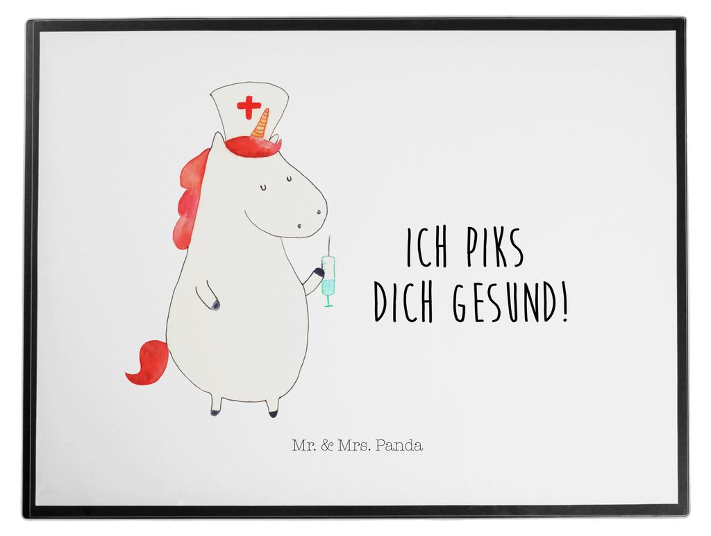Mr. & Mrs. Panda schreibtischunterlage Einhorn Krankenschwester - Weiß - Geschenk, Krankenpflegerin, büro, Schreibunterlage, schreibtischunterlag...