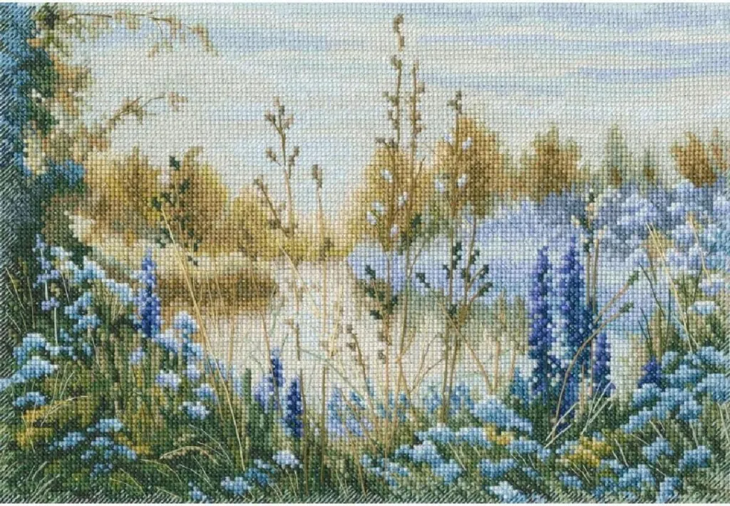 Kit Point de Croix RTO Brouillard Fumé Violet avec Toile et Fils 29x20