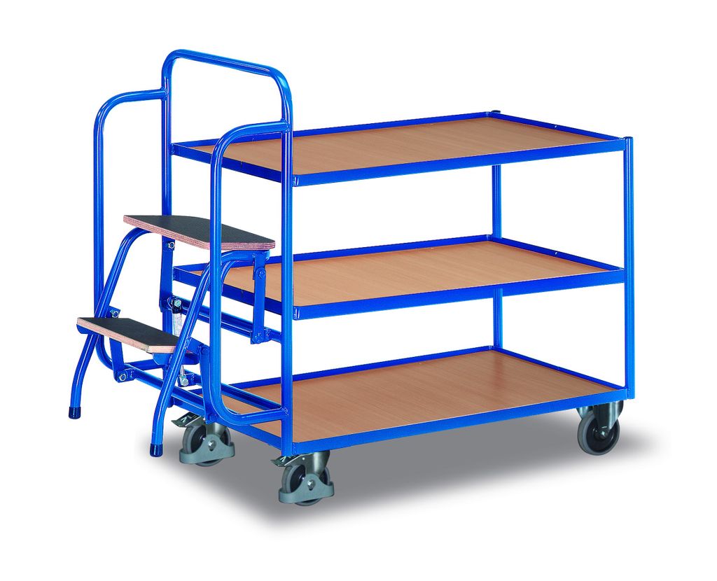 Variofit Kommissionierwagen mit 3 Ladeflächen, niedrig sw-600.615