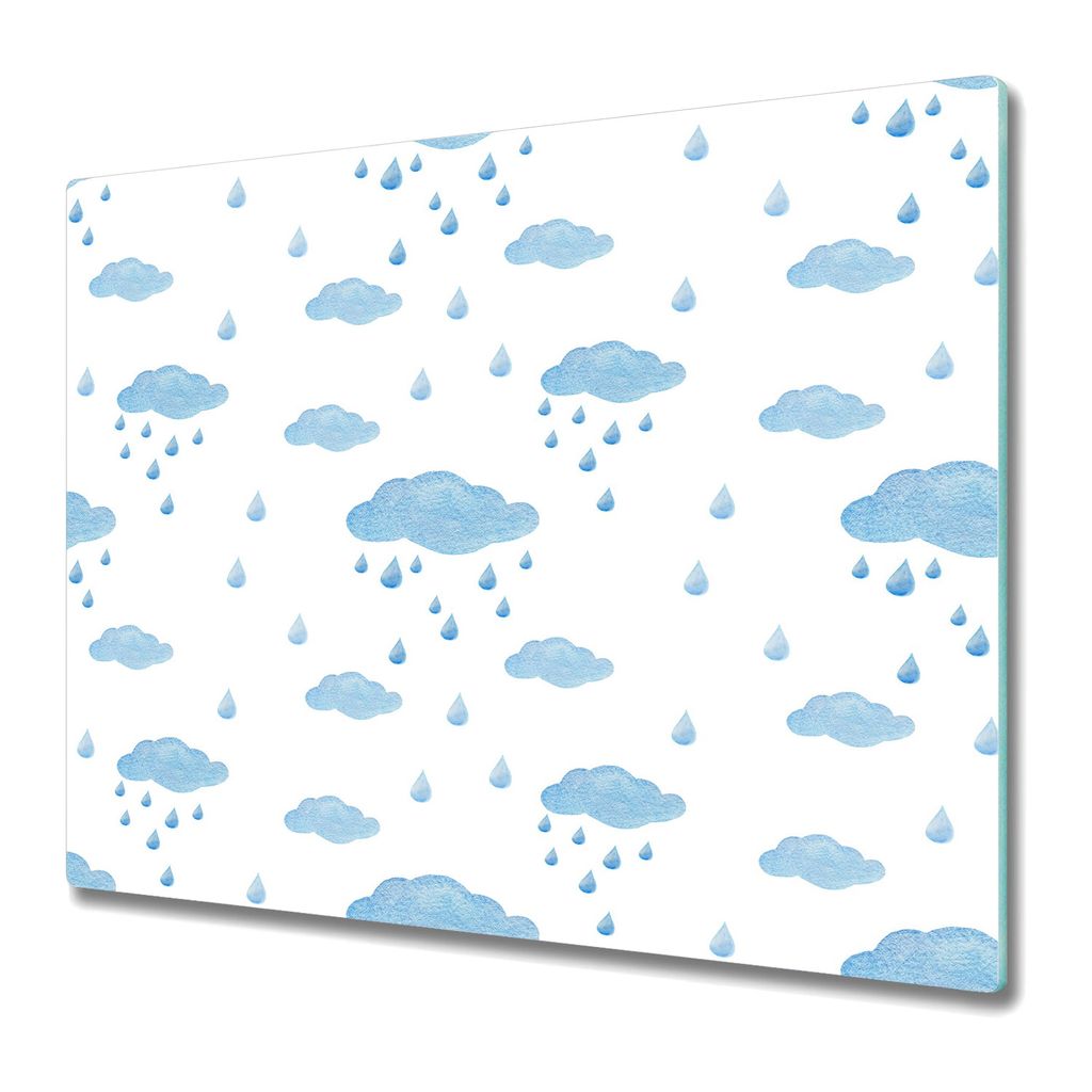 Küchenschneidebrett - Glasschneidebrett - Herdabdeckung - 60x52 - Pastellregenwolken