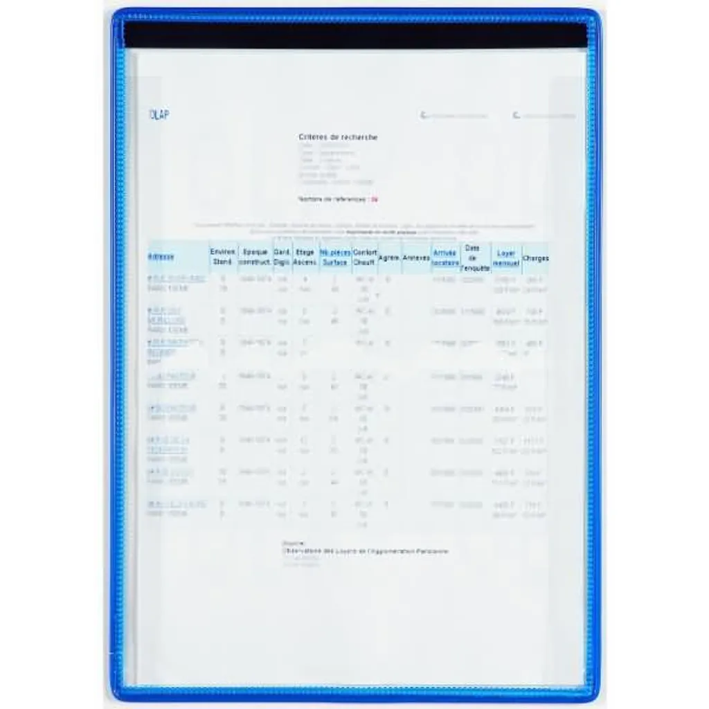 Cadre d'affichage magnétique A4 bleu pour documents et notes de service