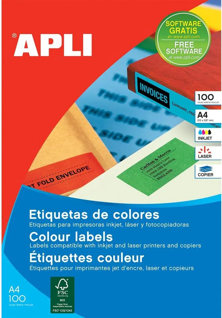 APLI SP-12991, Giallo, Etichetta autoadesiva, A4, Rettangolo, 10,5 cm, 14,8 cm
