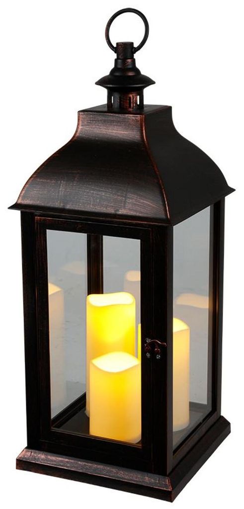 BURI XXL Lanterne Vintage noire avec 3 bougies LED effet Image du produit 