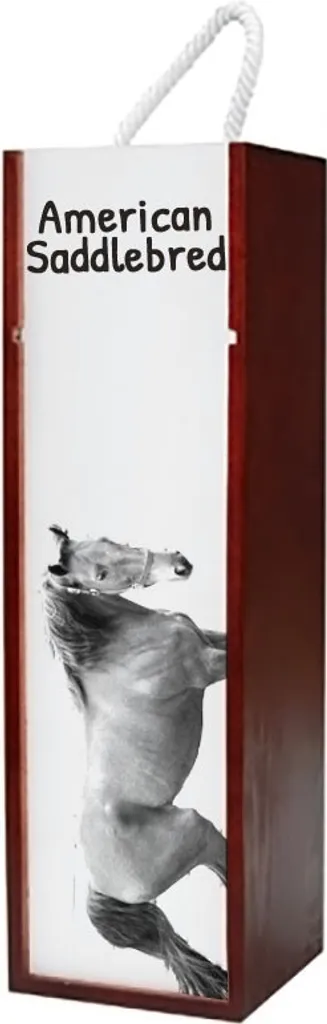 Cavallo da sella americano - scatola per vino con cavallo, scatola per alcolici con grafica, scatola regalo personalizzata del marchio Art-Dog
