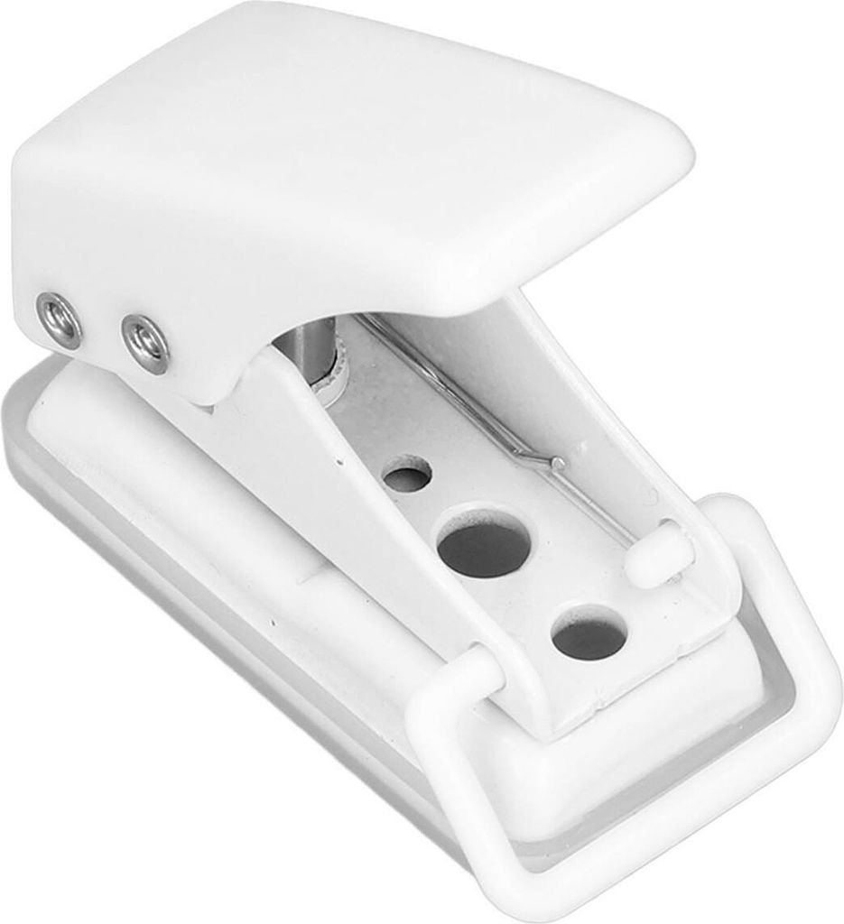 Mini Ein-Hole Stanzer, Hebel-Locher für Ringbuch, Handstanze für Schülerbedarf, weiß