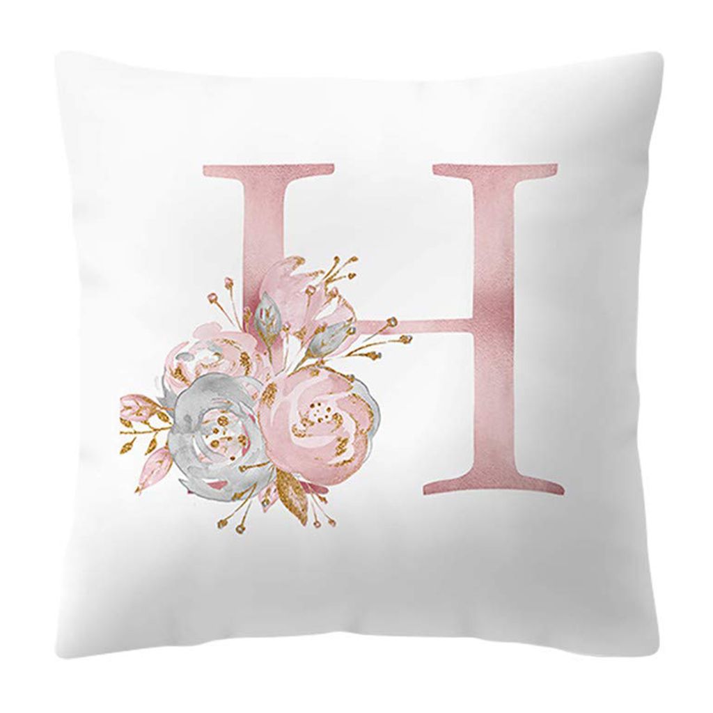 Microfiber Peach Cushion Cover, Letter H, 44cmx44cm