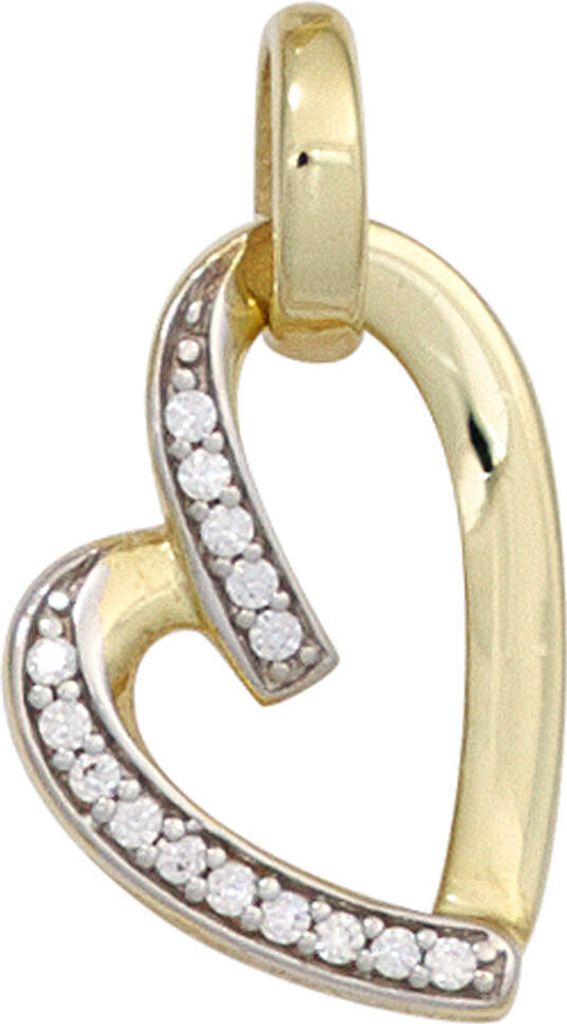 Anhänger Herz aus 333 Gold Gelbgold mit Zirkonia weiß Herzanhänger Damen