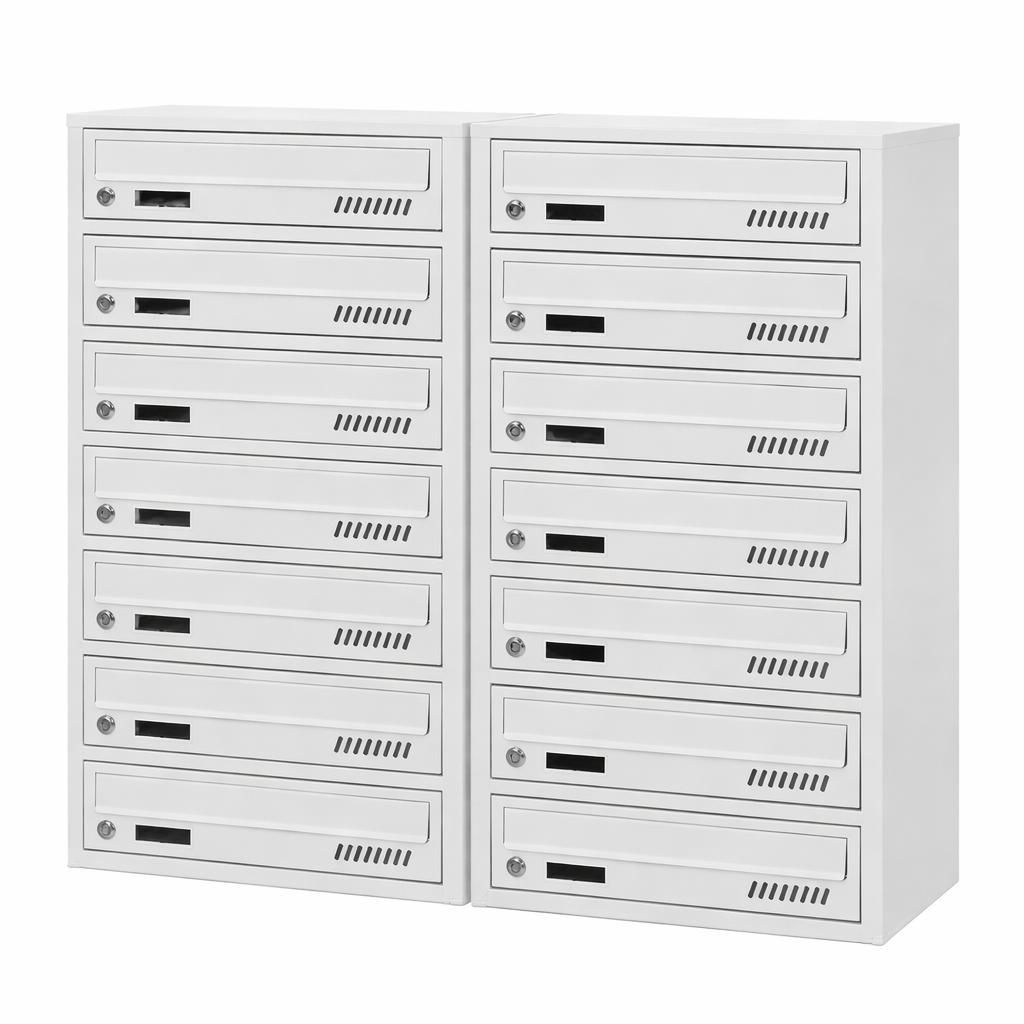 14-fach Briefkastenanlage Grau Ral 7035, 25 cm Tiefe, 14er Produktbild 