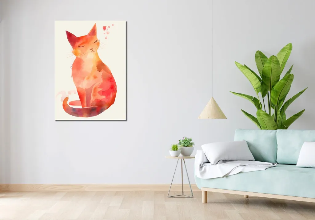 Quadro 70x100 cm Gatto acquerellato - 2