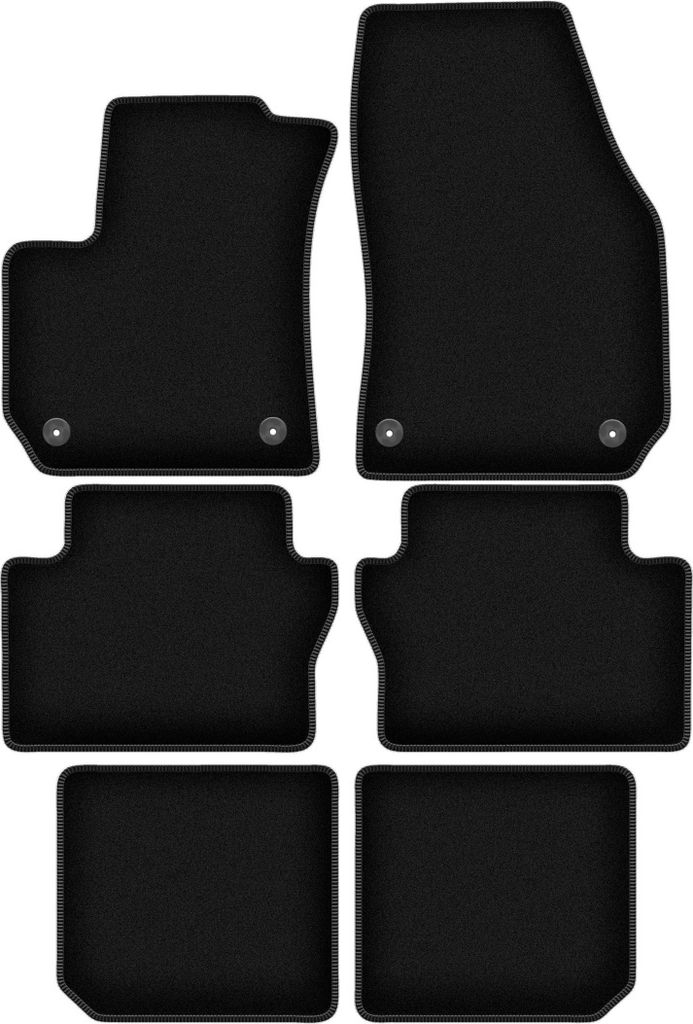 Wielganizator Velours-Autoteppiche – passend für Opel Zafira B (Minivan, Bj. 2005-2014) – schwarz, passgenau, mit Befestigungen set 6 Stk.