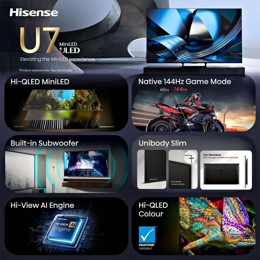 Hisense 65U7SE, 165,1 cm (65"), 3840 x 2160 px, ULED, Smart Zdjęcie produktu 