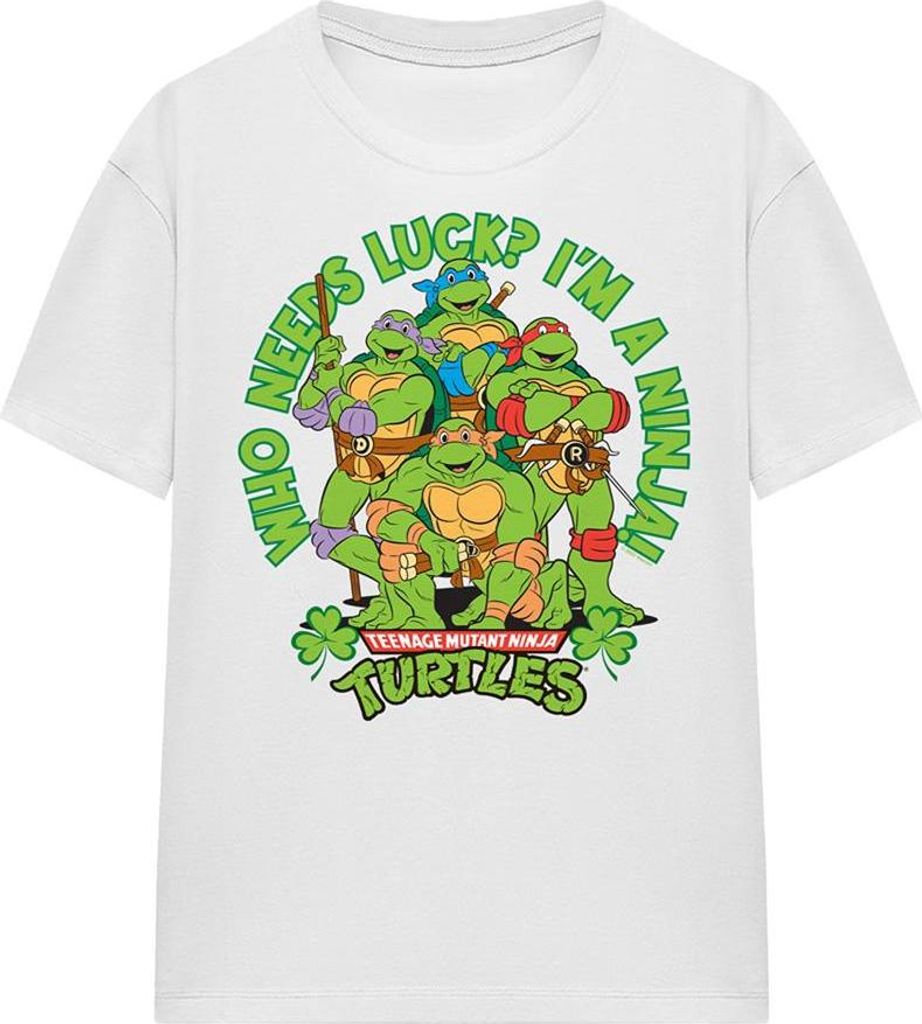 Teenage Mutant Ninja Turtles - "Who Needs Luck" T-Shirt für Damen, St Patricks-Tag TV26795 (M) (Weiß)
