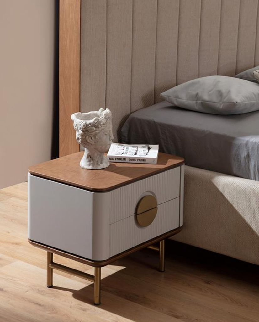 Praktisch Schlafzimmer Set Ästhetisch Bett mit 2x Nachttische Kleiderschrank Neu