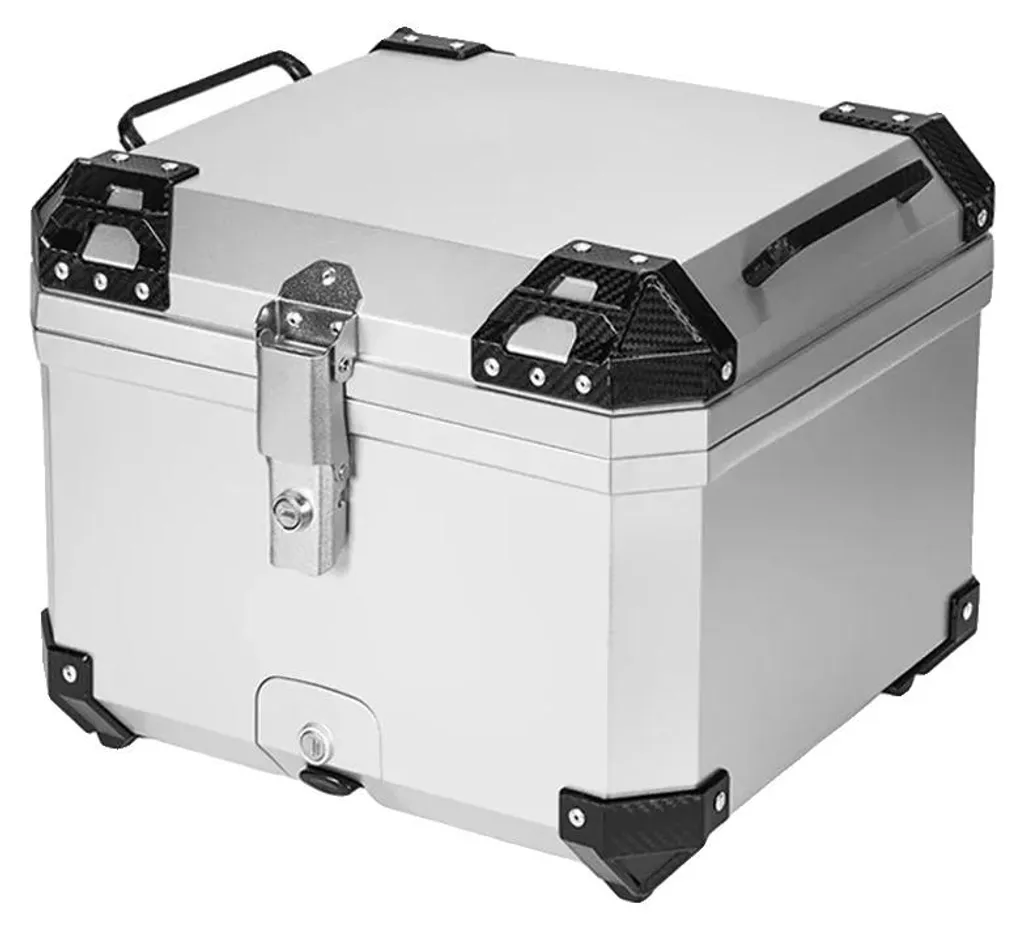 Top case moto étanche et verrouillable 57L argenté grand volume XL