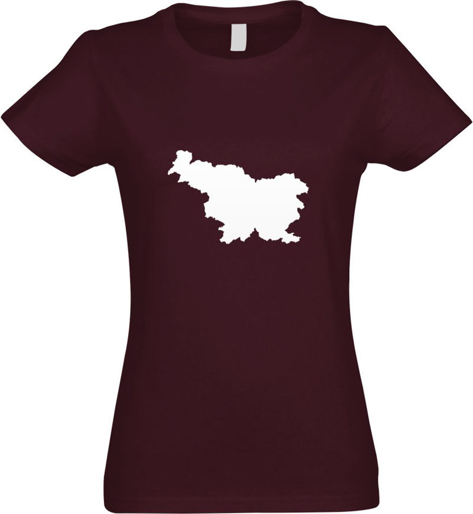 Kiwistar - T-Shirt tailliert - Damen - Burgund - Slowenien Umriss Kontur - mit Motiv Bedruckt - Funshirt Design - Sport - Freizeit - Damen - L