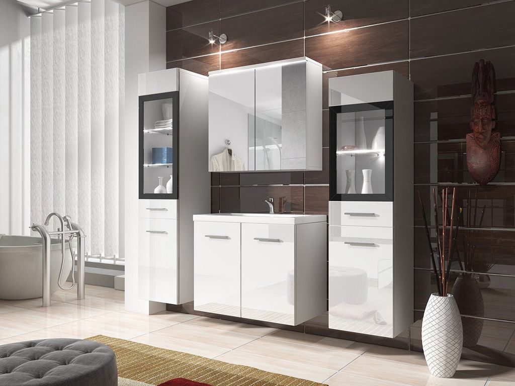 Kúpeľňová zostava s LED osvetlením YUKO 2 - lesklá biela / Obrázok produktu 