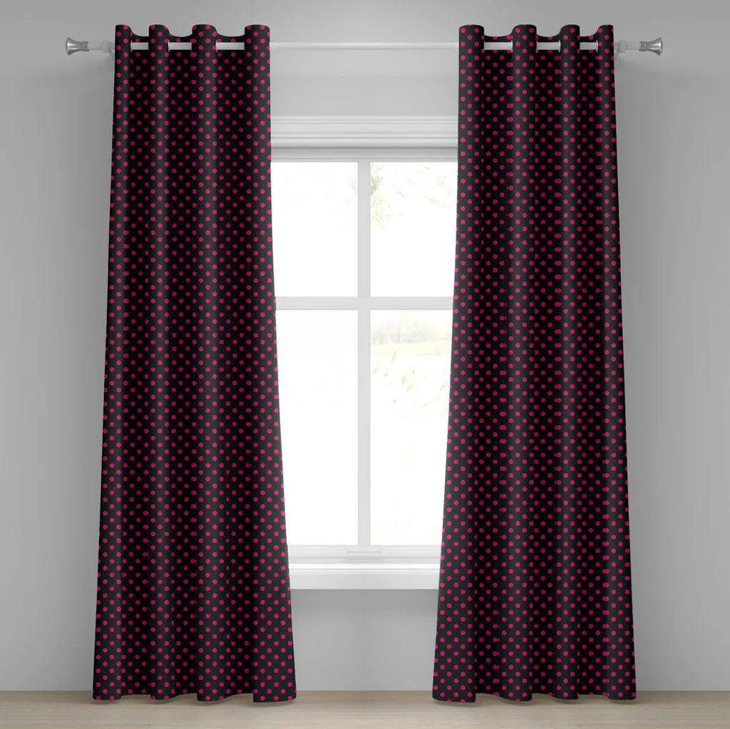 Tenda a Occhielli ABAKUHAUS Rosa Pois | Tessuto Lavabile 280x175cm