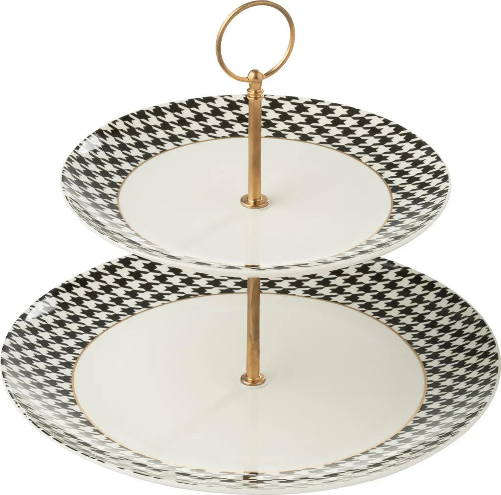 Plat à Tarte pour Service de Table Élégant Motif Pied-De-Poule 2 Pcs