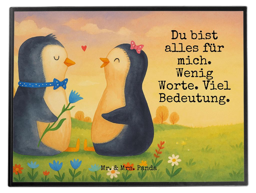 Mr. & Mrs. Panda schreibtischunterlage Pinguin Pärchen Design - Weiß - Geschenk, Hochzeitstag, Hochzeitsgeschenk, schreibtischunterlagen, malunte...