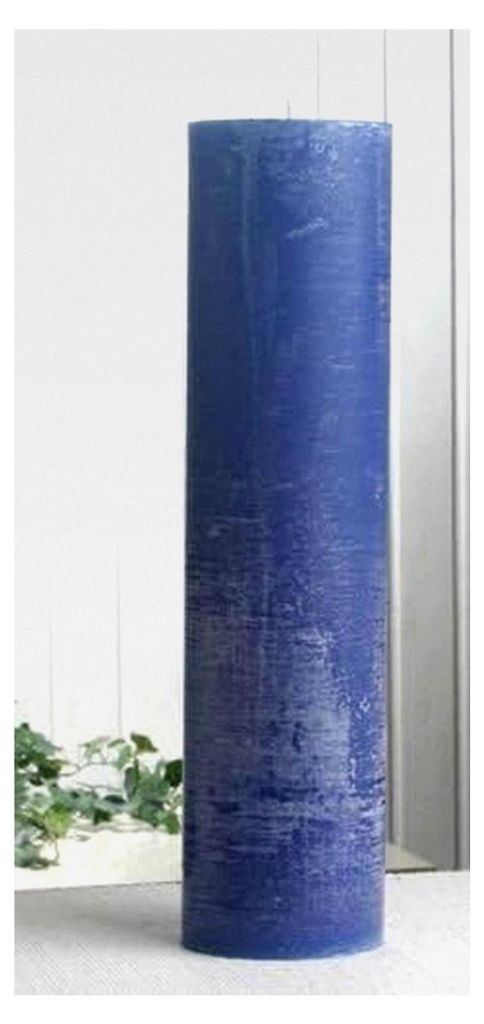 Rustikale Stumpenkerze, 40 x 10 cm Ø, blau