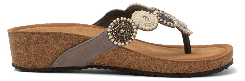 Lazamani Mare Damen Wildleder-Zehentrenner Grey Größe 36